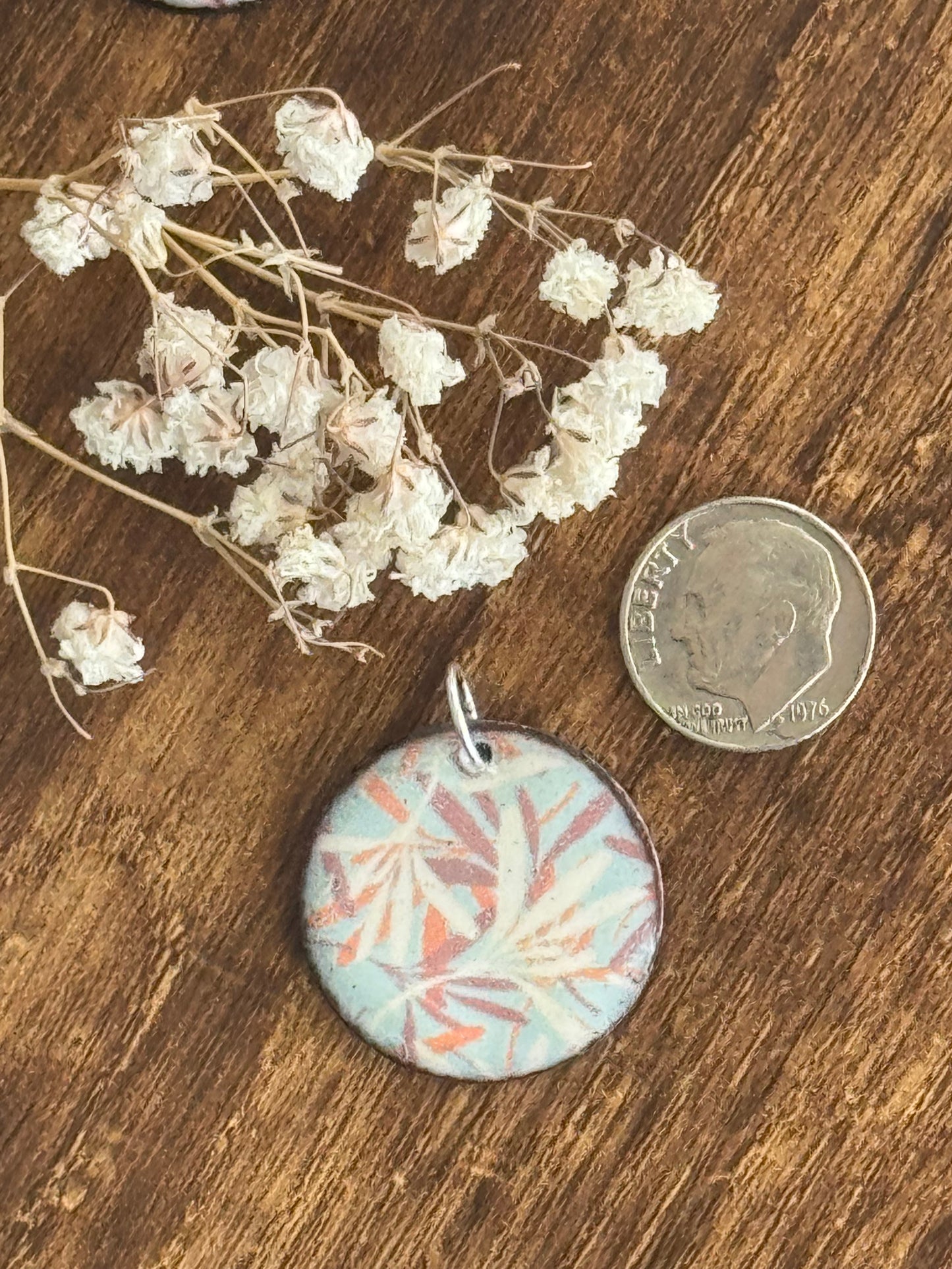 Flower Circle Enamel 1" pendant