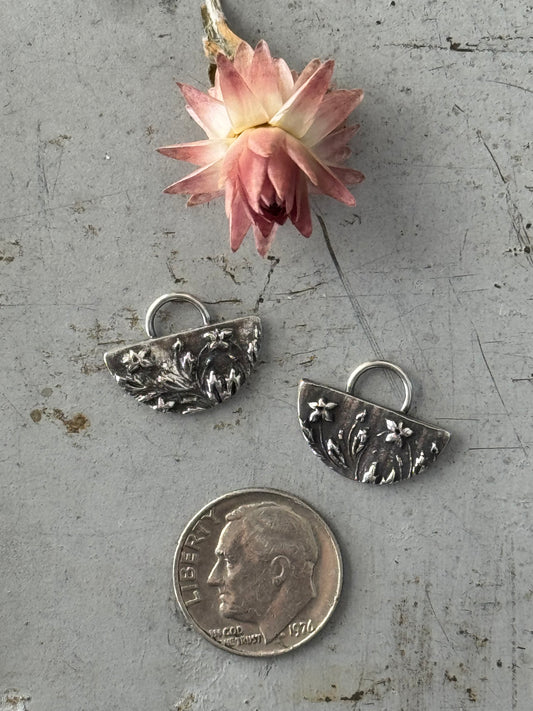 Sterling Silver flower connector pair