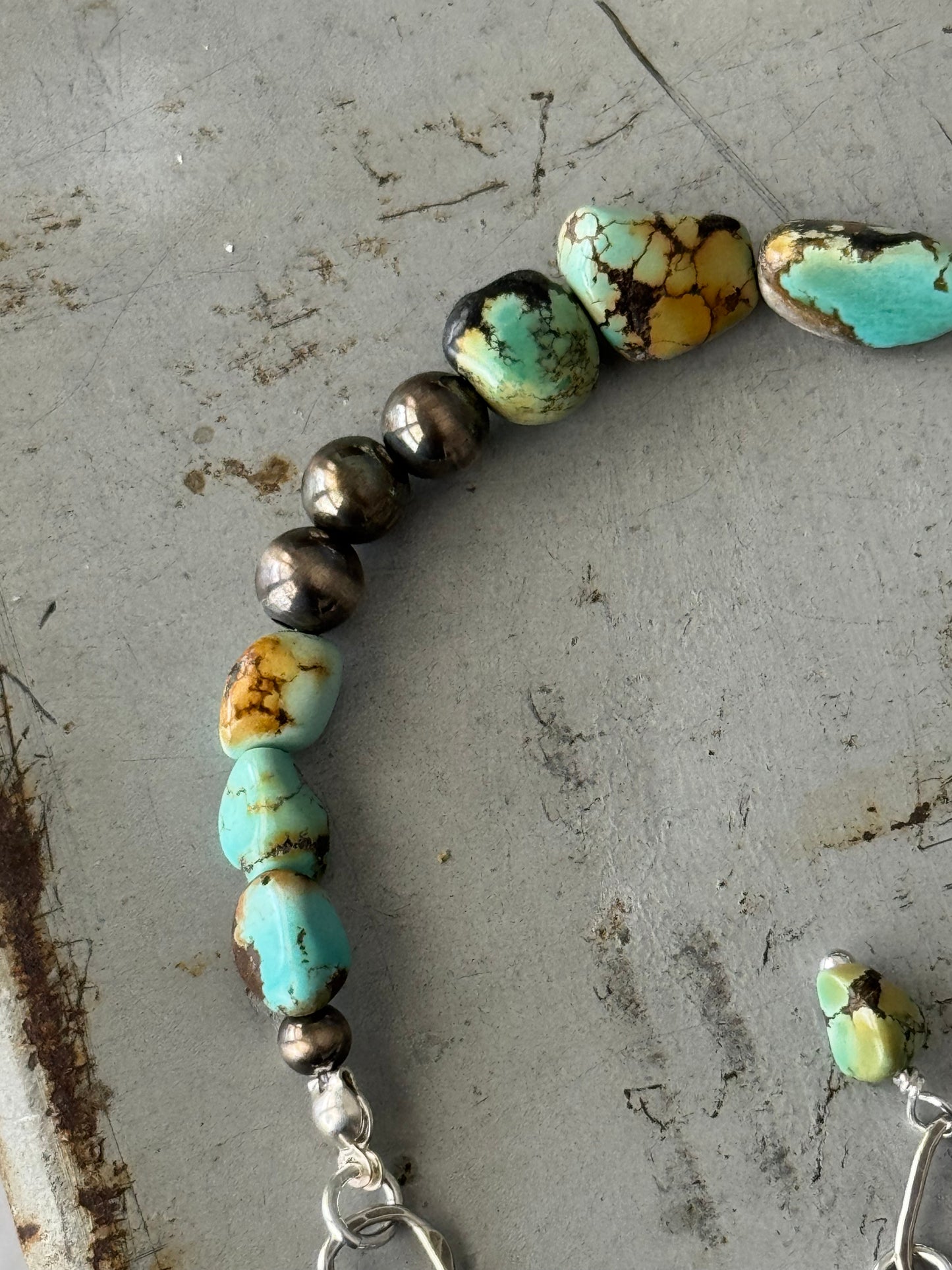 Treasure Mountain Turquoise sterling flower Bracelet