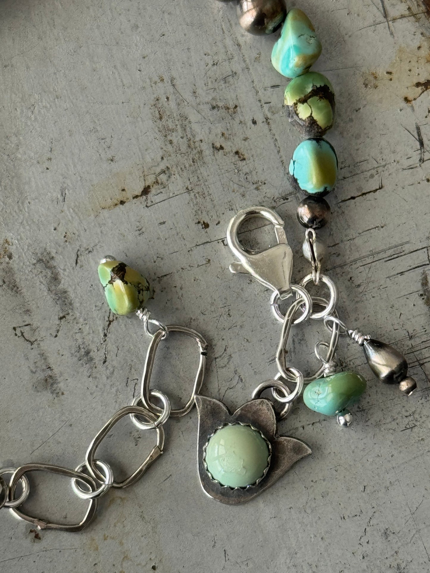 Treasure Mountain Turquoise sterling flower Bracelet