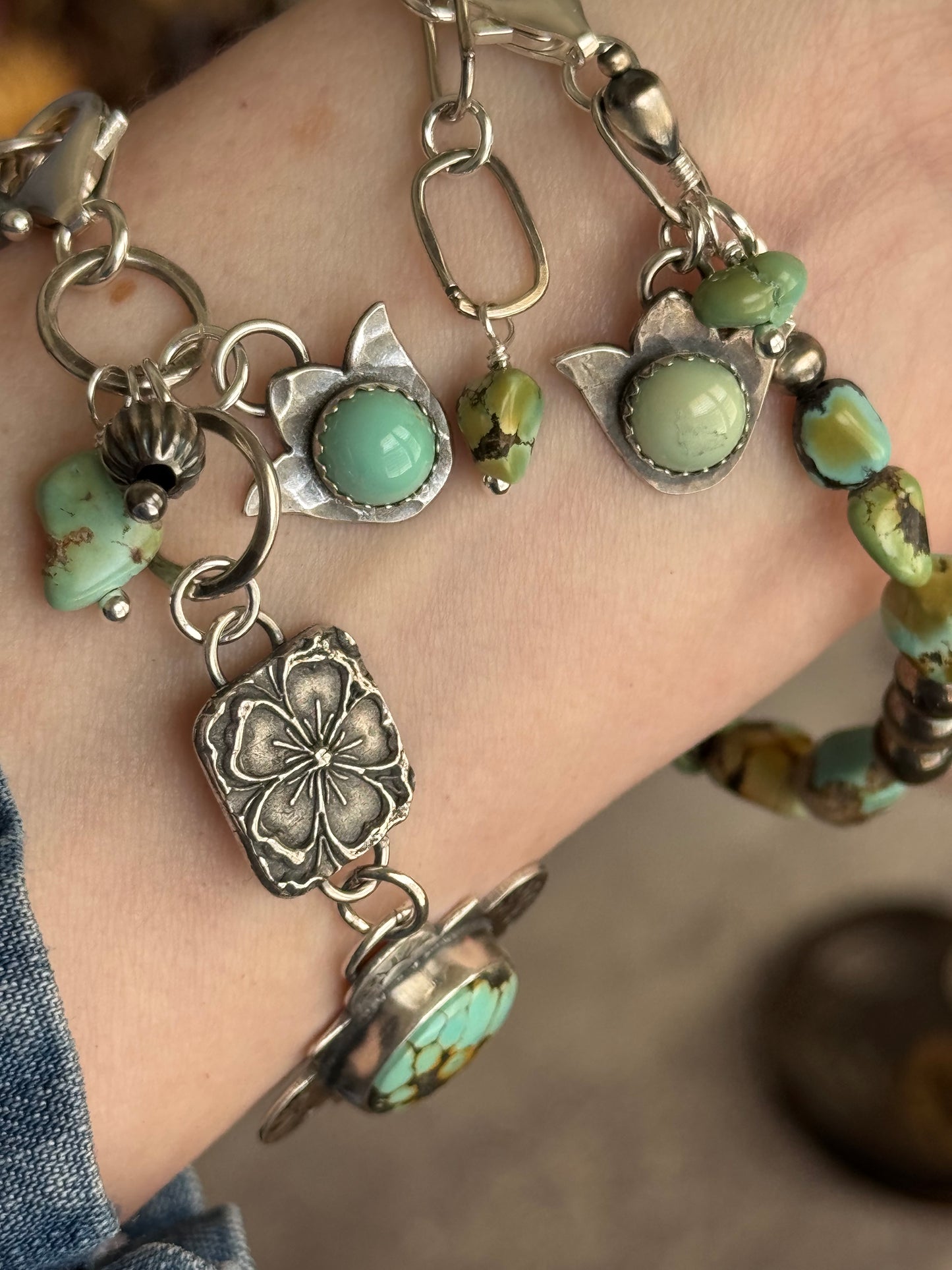 Treasure Mountain Turquoise sterling floral bracelet