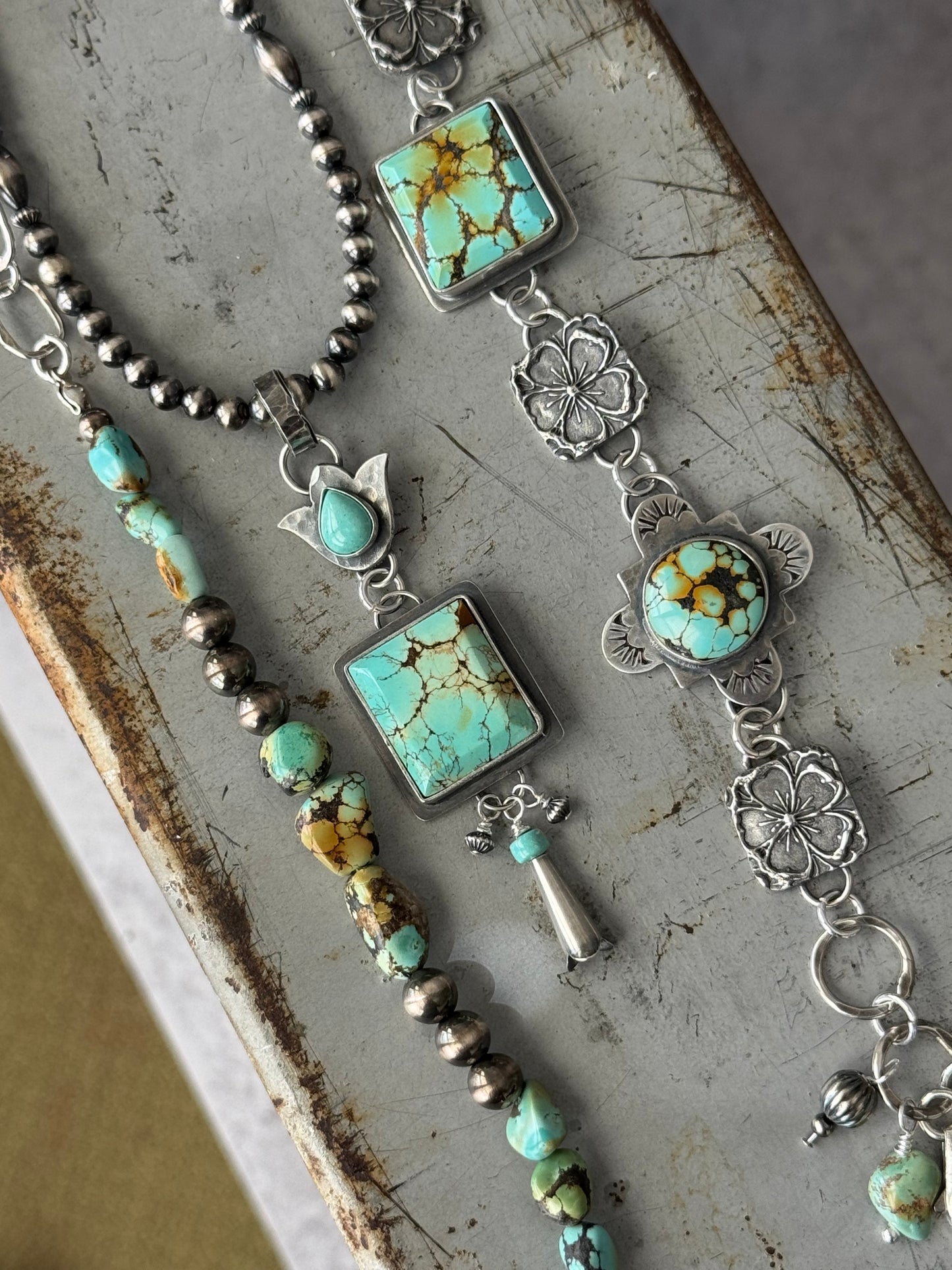Treasure Mountain Turquoise sterling floral bracelet