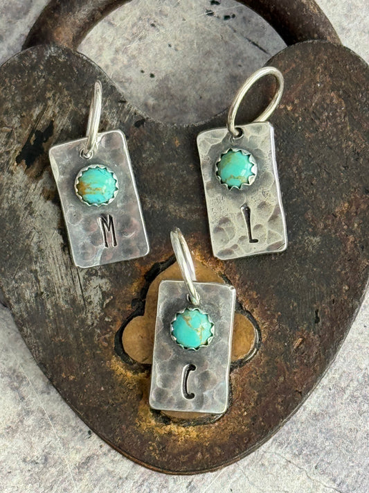 Made To Order Initial + Kingman Turquoise charm