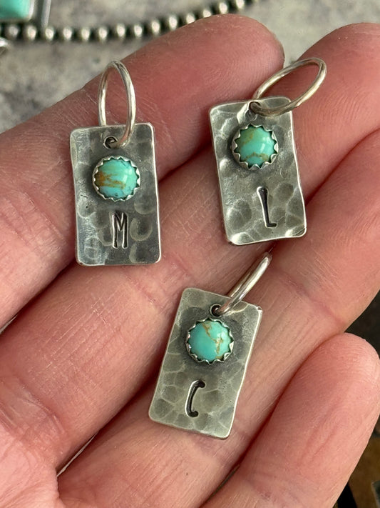 Made To Order Initial + Kingman Turquoise charm