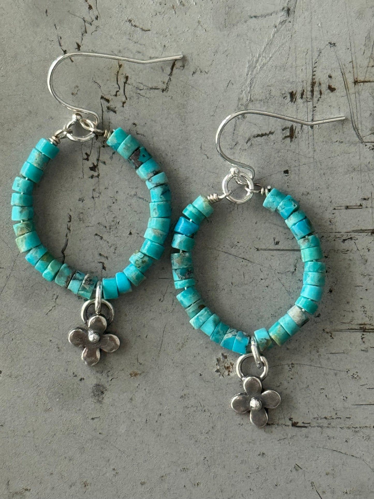 *Made To Order* blue Kingman Turquoise sterling flower earrings