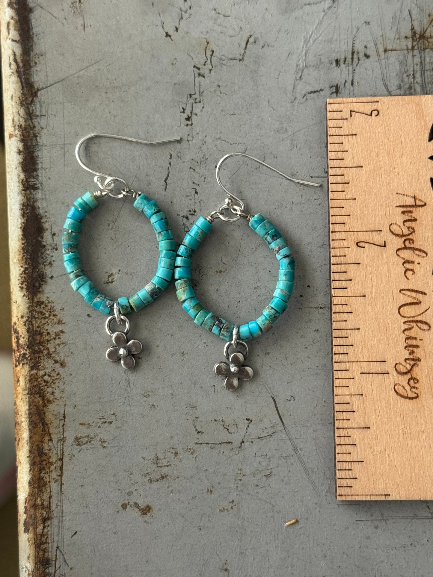 *Made To Order* blue Kingman Turquoise sterling flower earrings