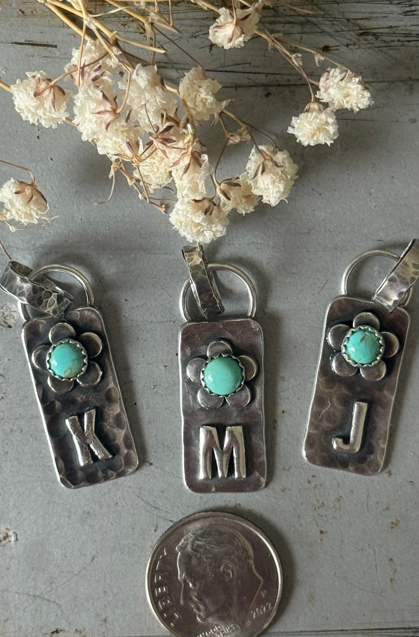 Initial + Kingman Turquoise pendant - Made To Order