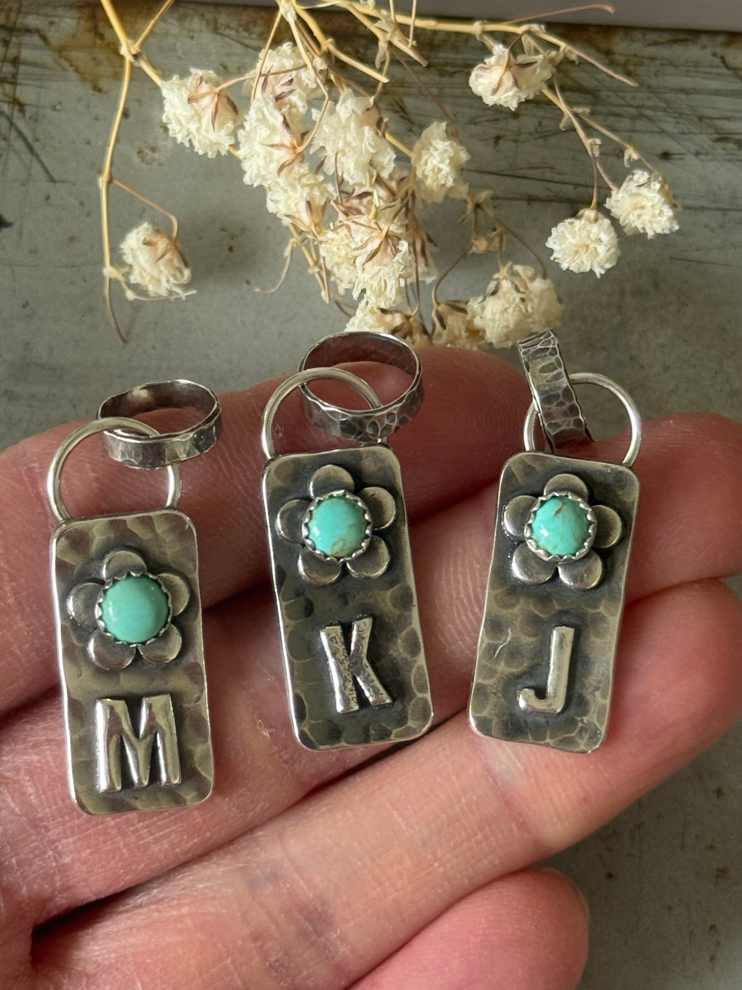 Initial + Kingman Turquoise pendant - Made To Order