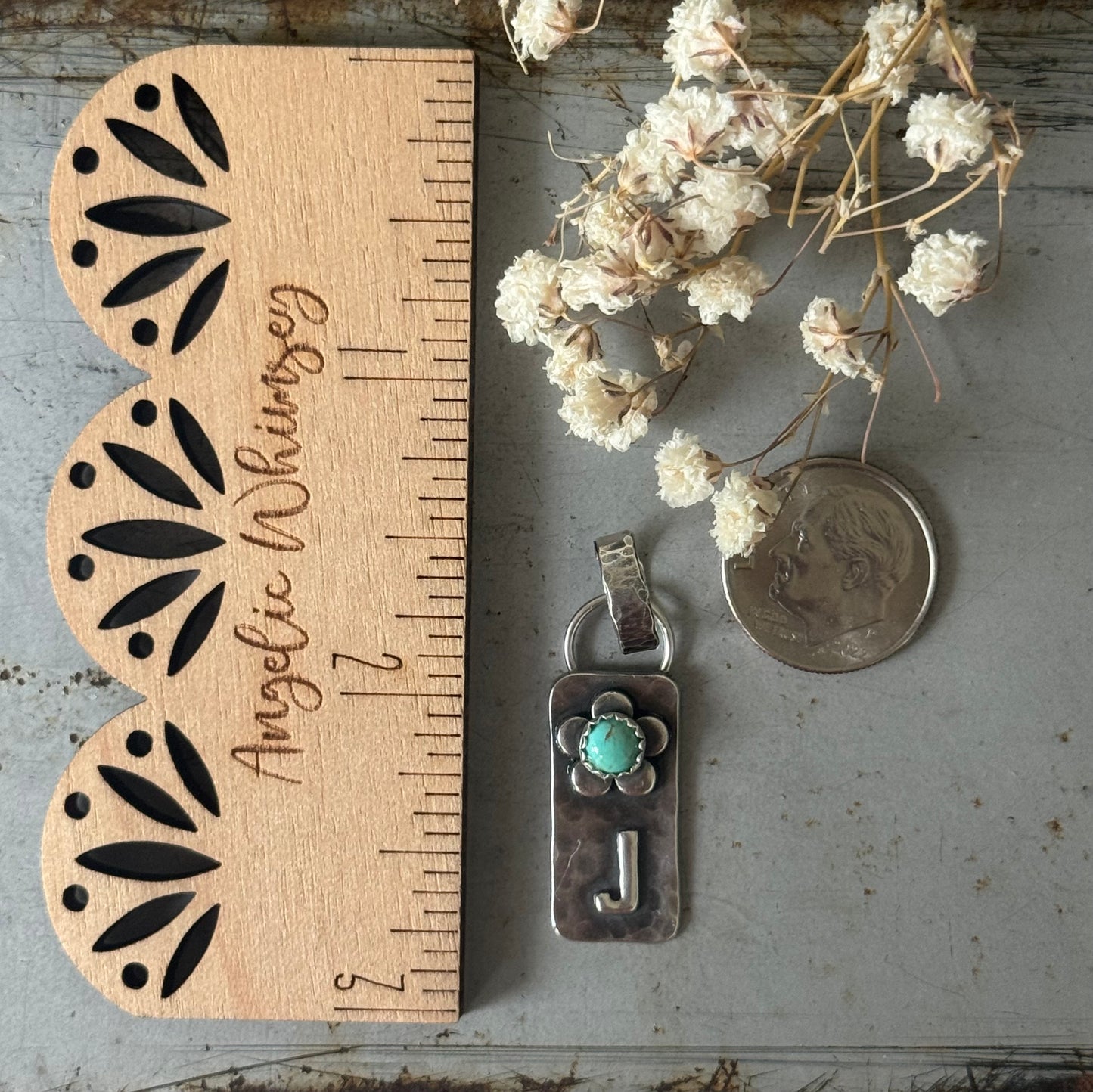 Initial + Kingman Turquoise pendant - Made To Order