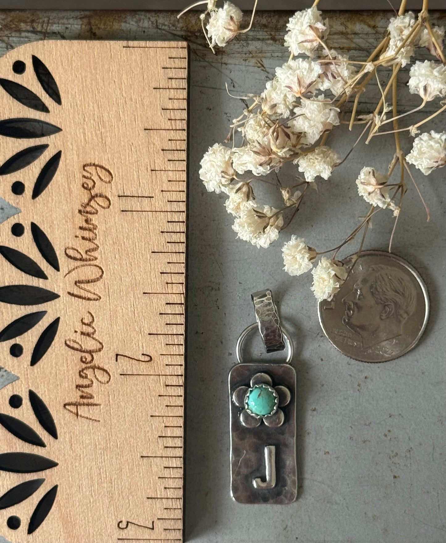 Initial + Kingman Turquoise pendant - Made To Order