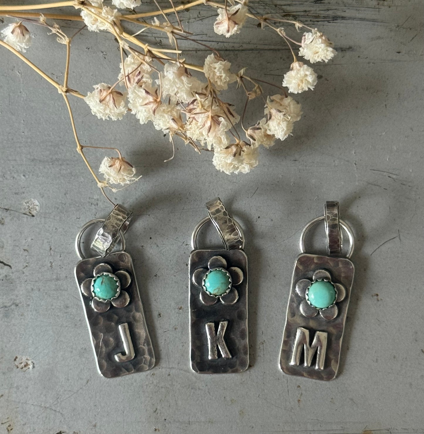 Initial + Kingman Turquoise pendant - Made To Order