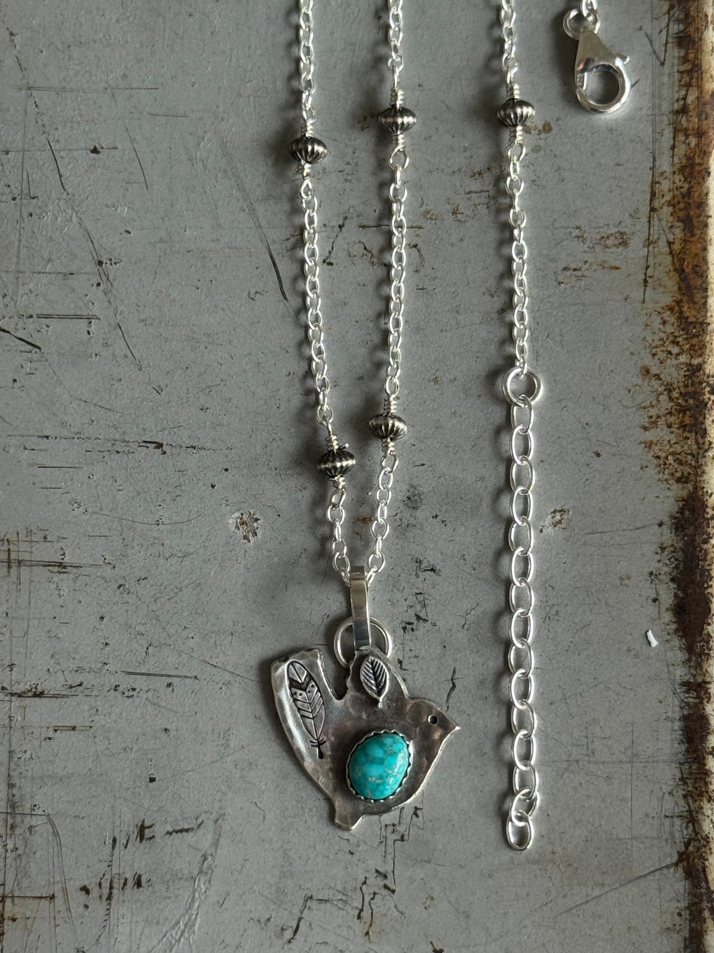 Lone Mountain Birdie sterling beaded necklace