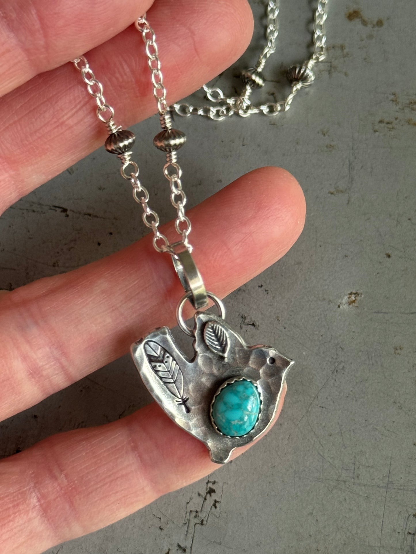 Lone Mountain Birdie sterling beaded necklace