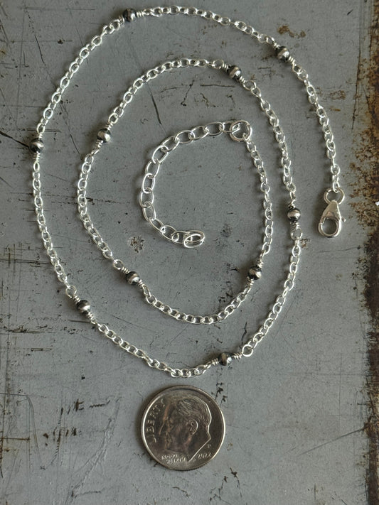 *Made to Order* Dainty Sterling hand wired Desert Pearl necklace only (pendant sold separately)