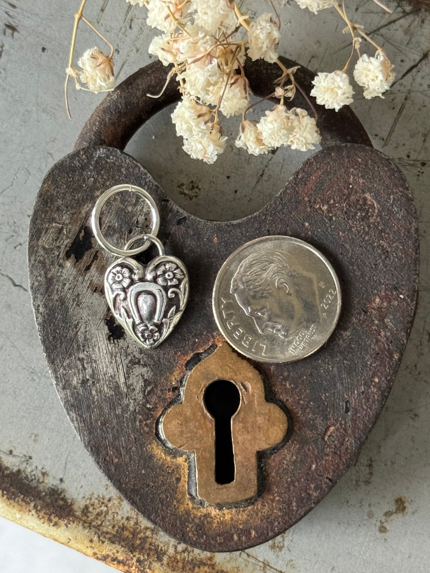 Sterling Horse shoe heart  pendant