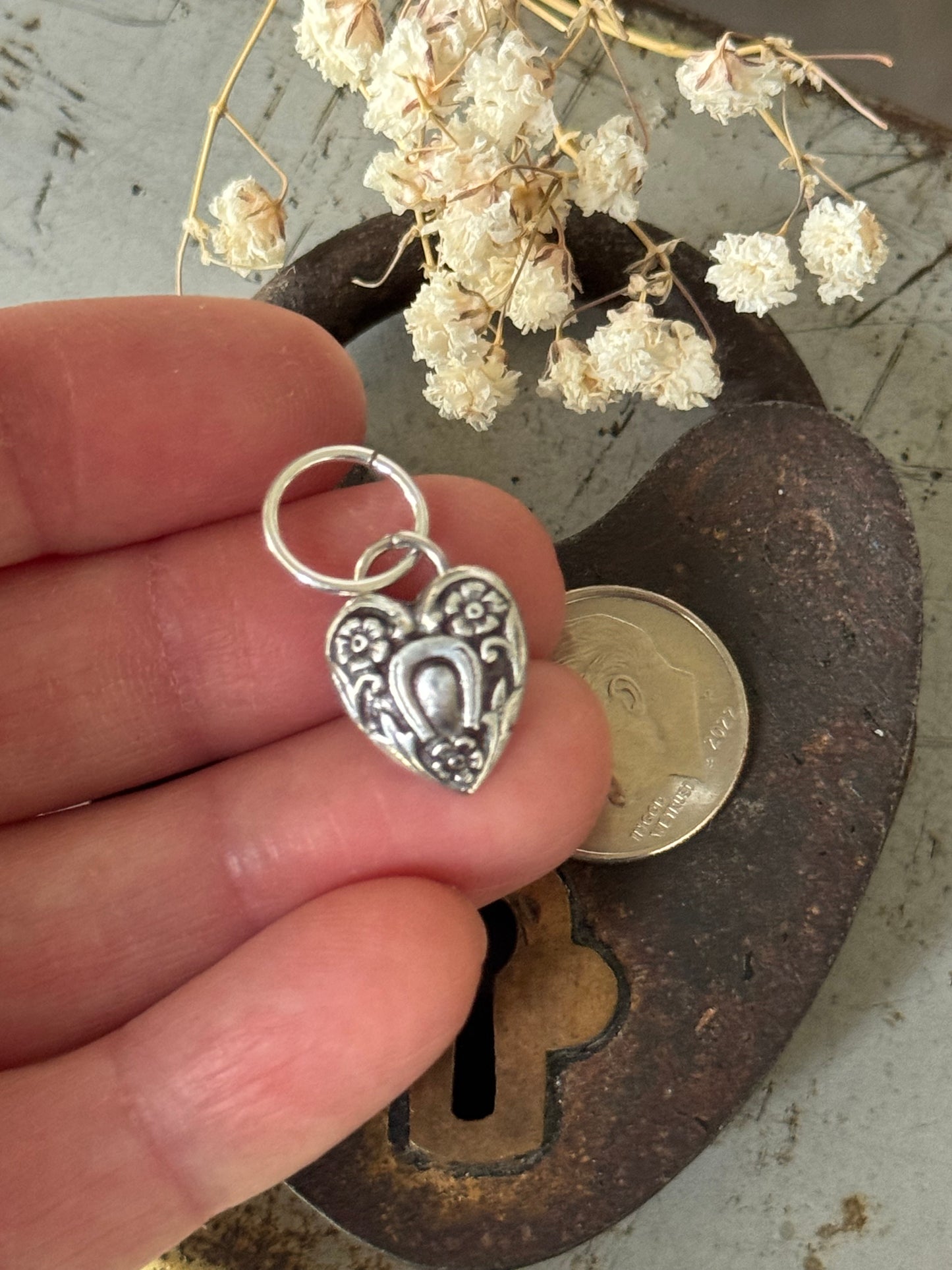 Sterling Horse shoe heart  pendant