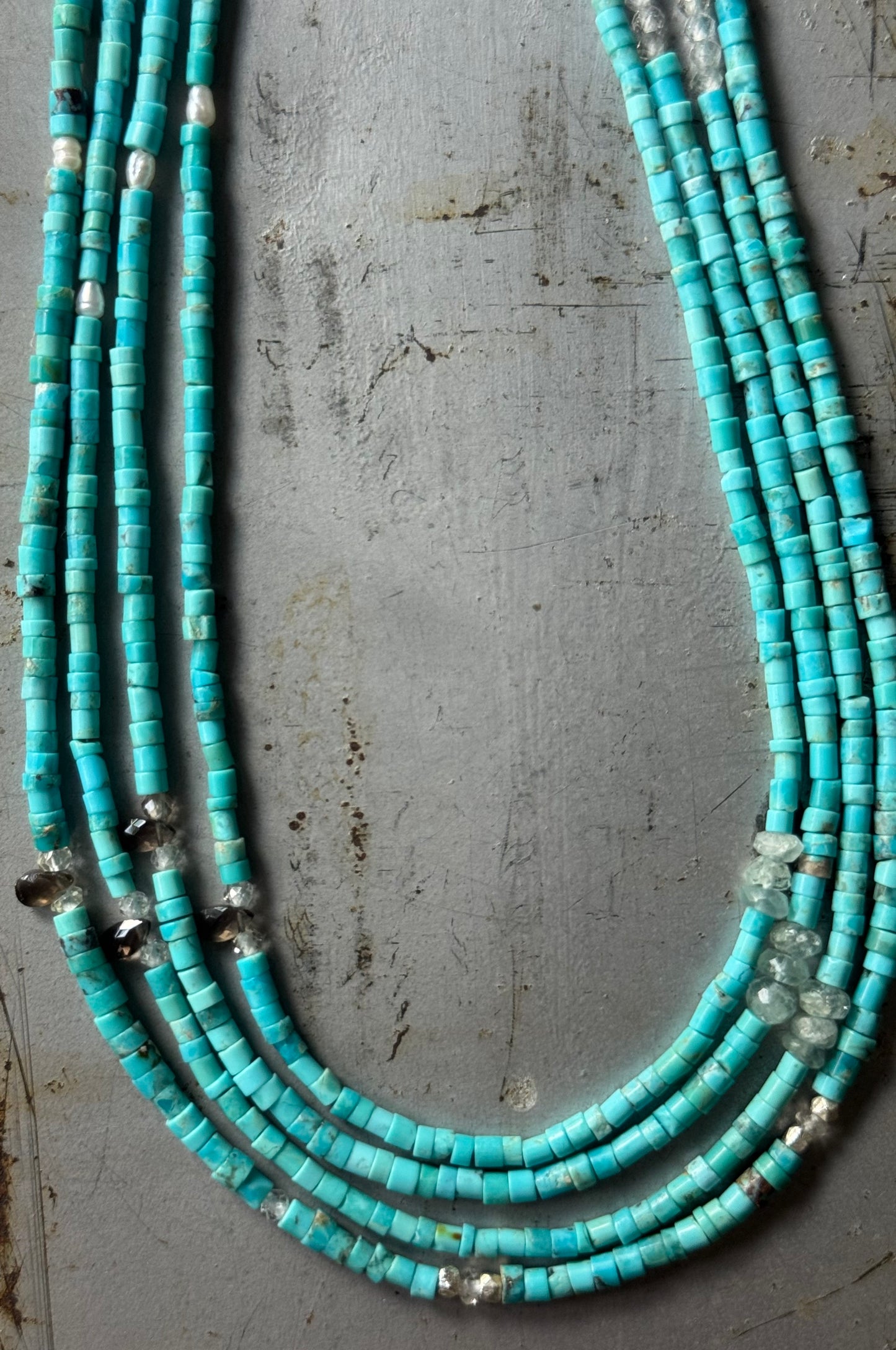 Kingman Turquoise + Gemstone sterling necklace