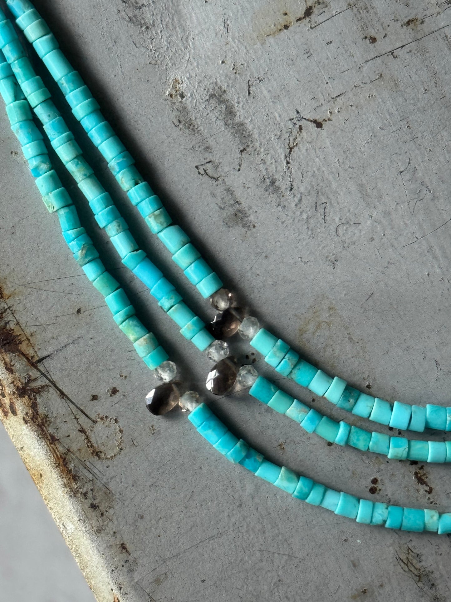 Kingman Turquoise + Gemstone sterling necklace