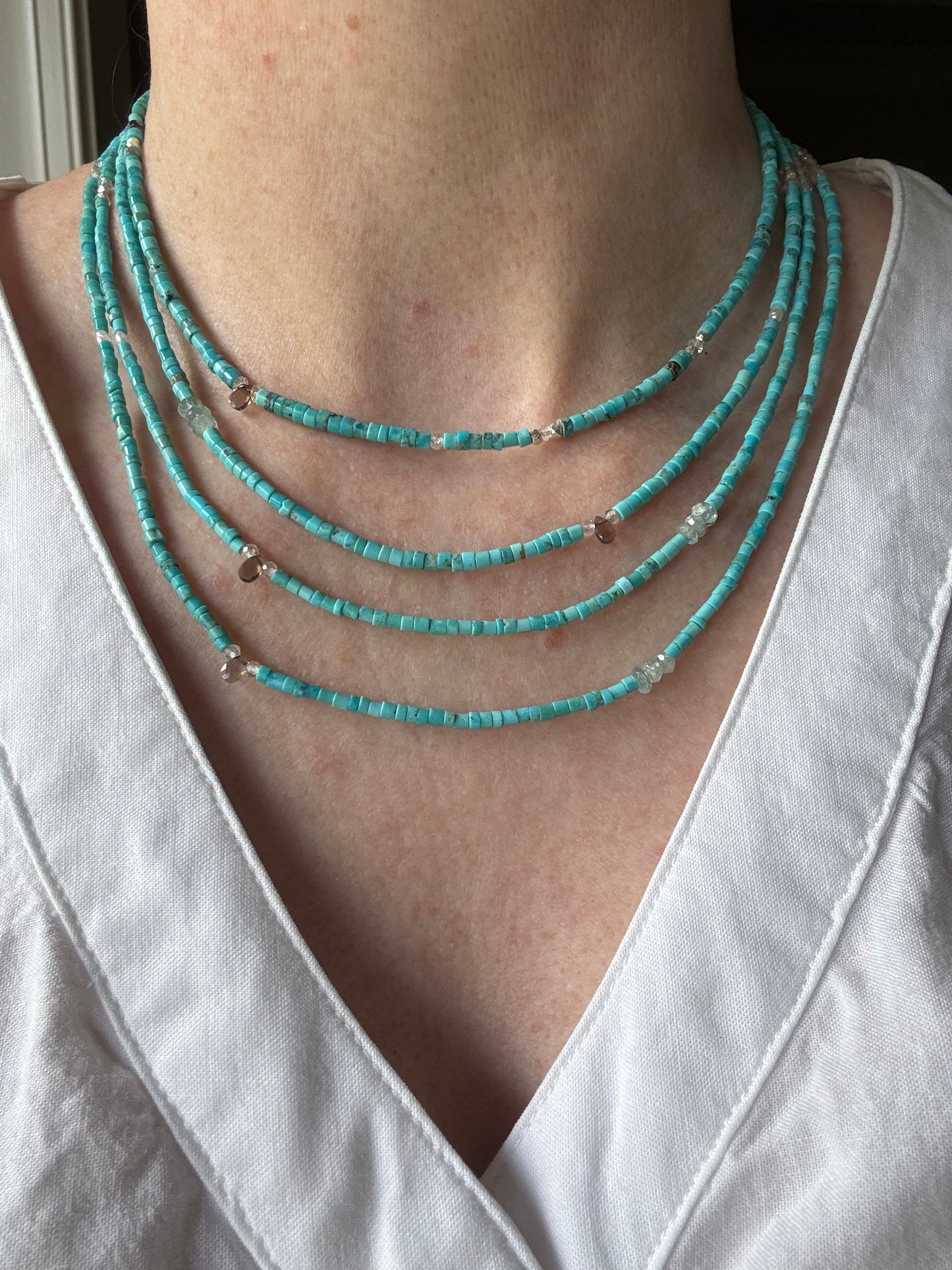 Kingman Turquoise + Gemstone sterling necklace