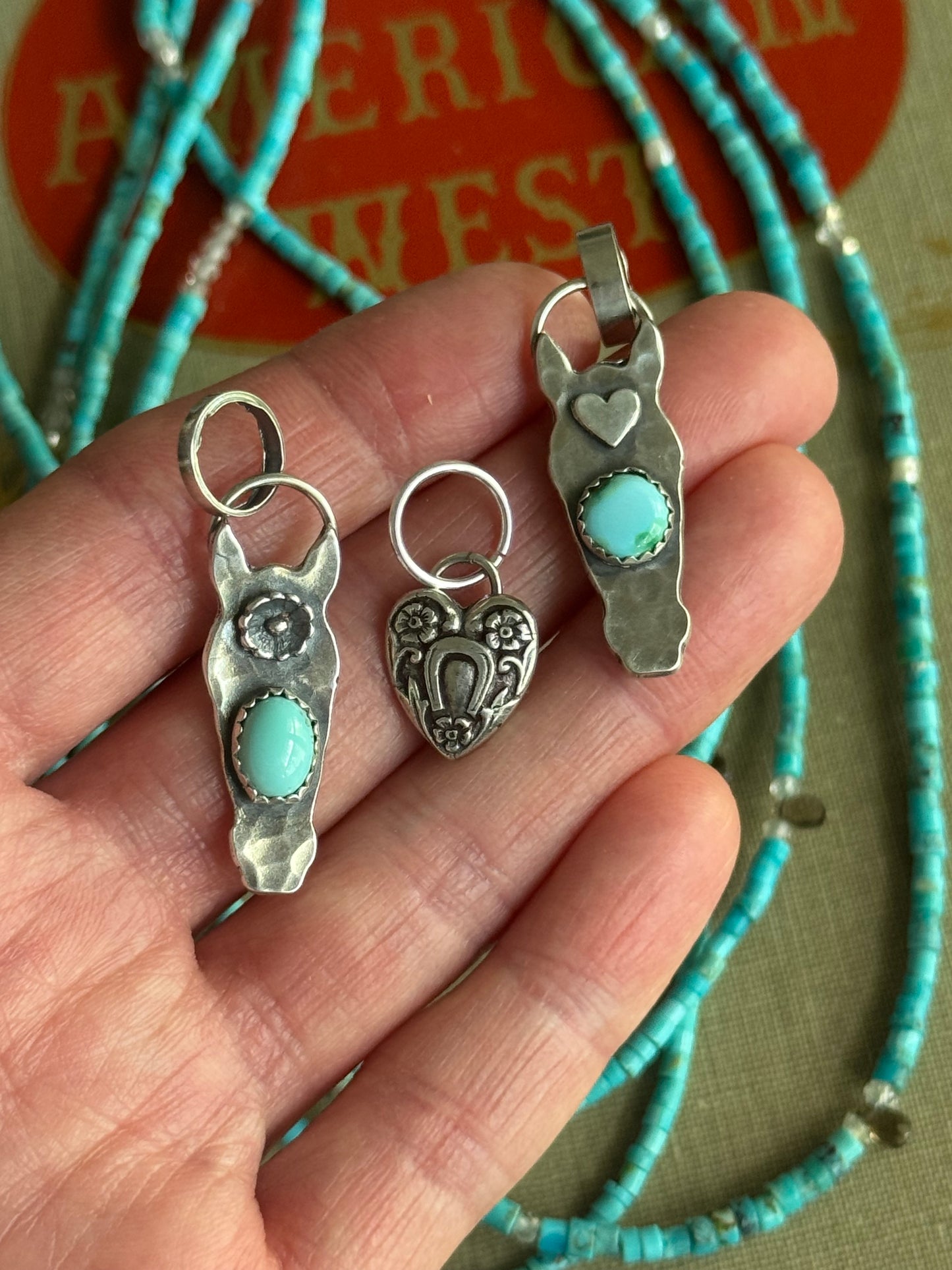 Sterling Horse shoe heart  pendant