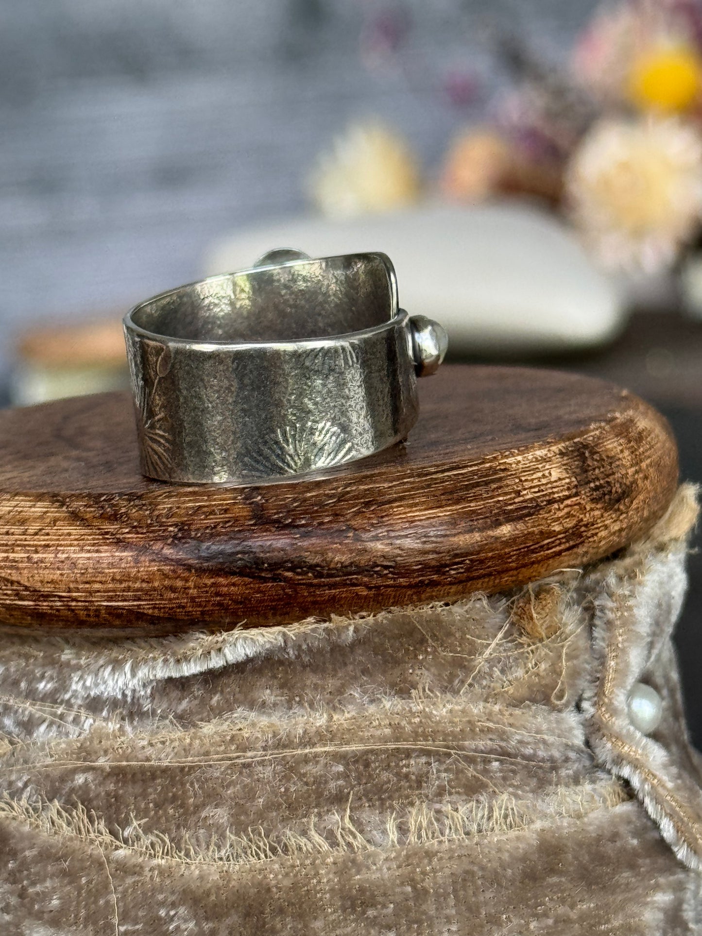 Aquamarine + Opal Adjustable sterling ring
