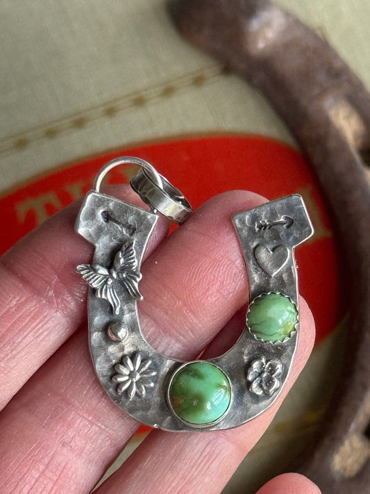 Sonoran Gold Turquoise Sterling Horseshoe pendant