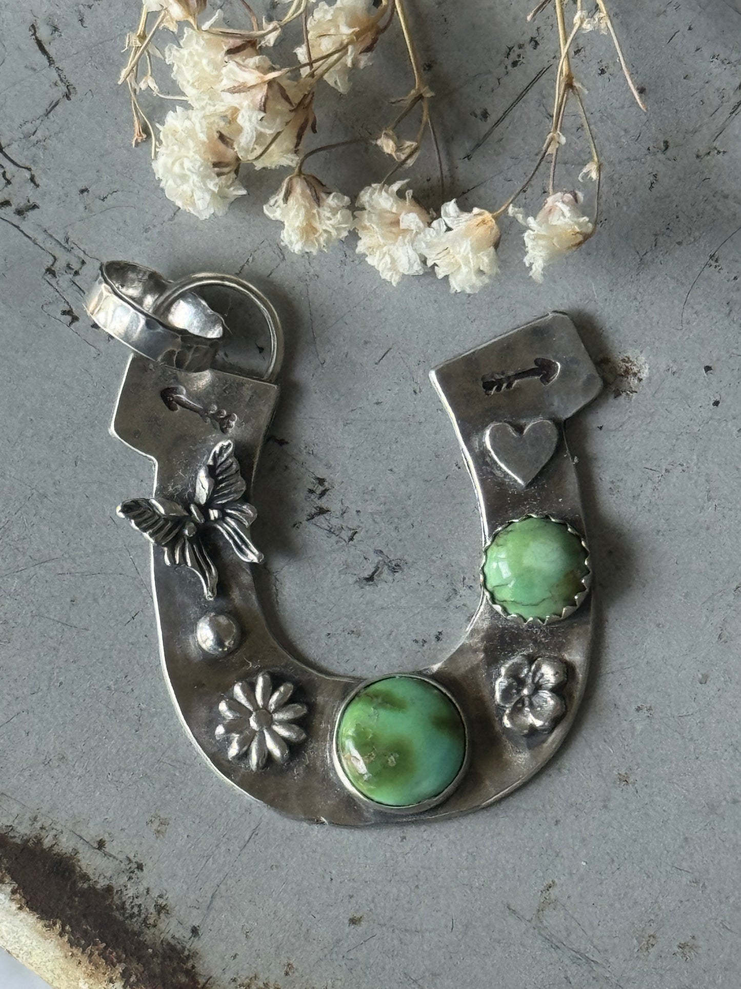 Sonoran Gold Turquoise Sterling Horseshoe pendant
