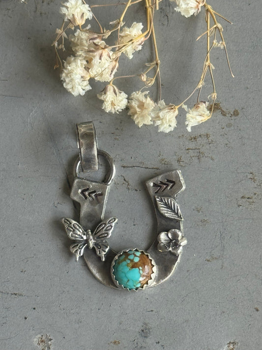 Number 8 Turquoise Sterling Horseshoe pendant