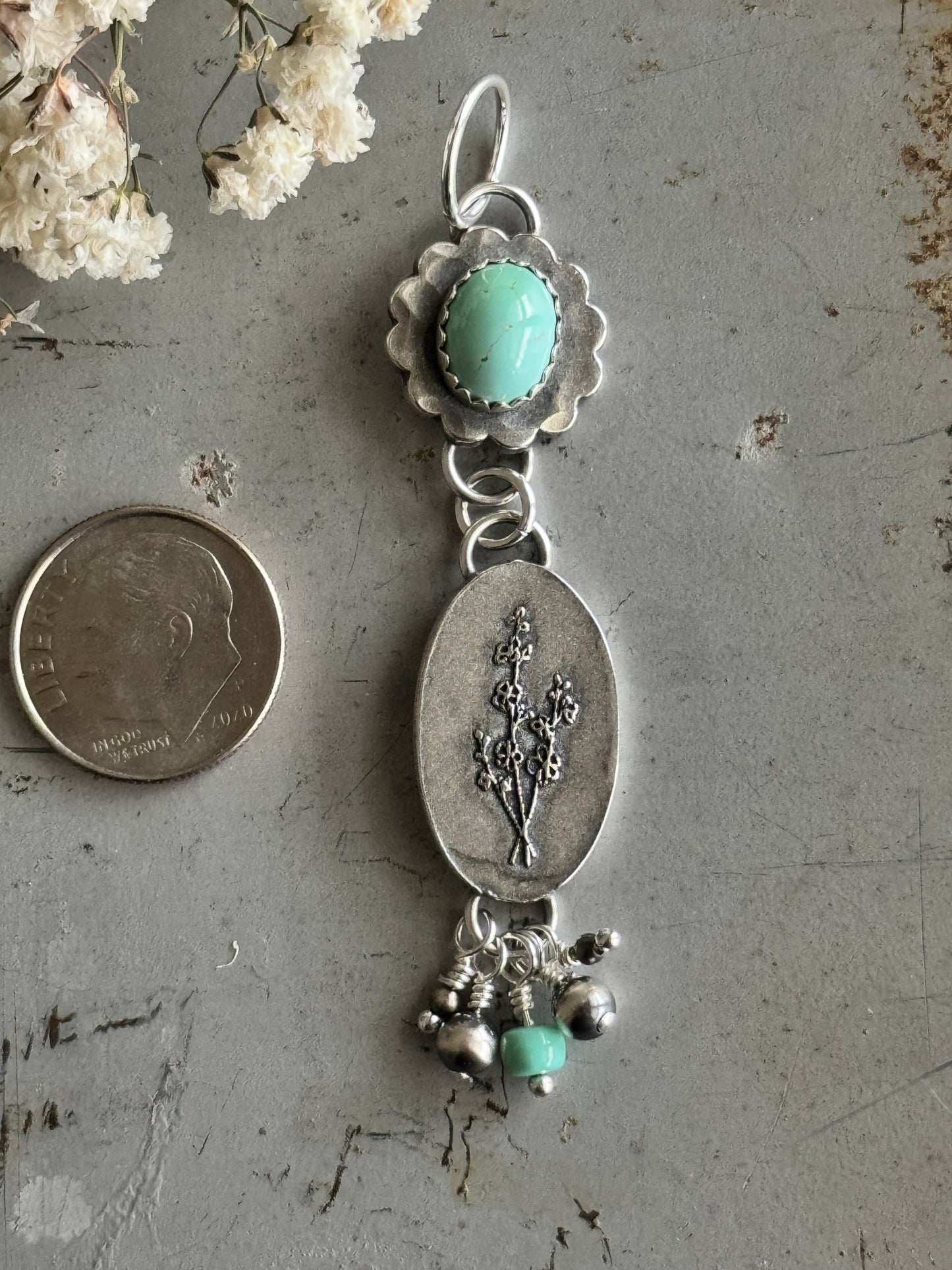 Aztec Turquoise Wildflower pendant