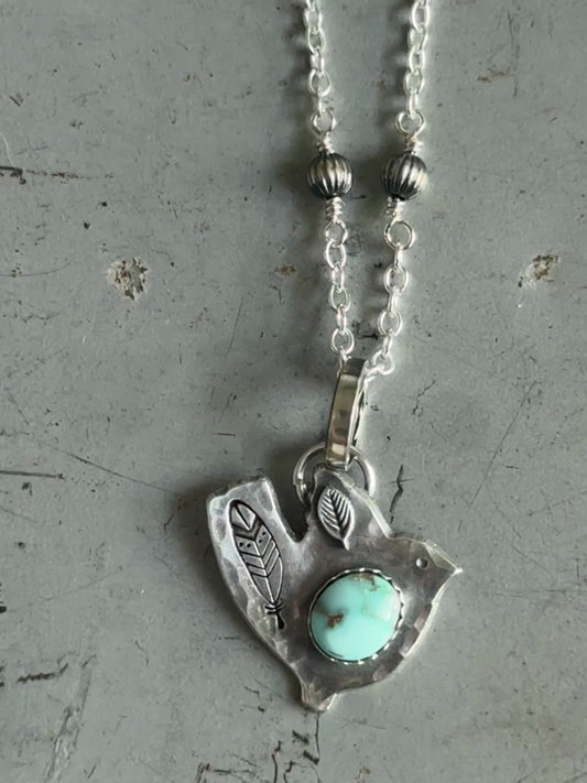Birdie Dry Creek Turquoise sterling beaded necklace